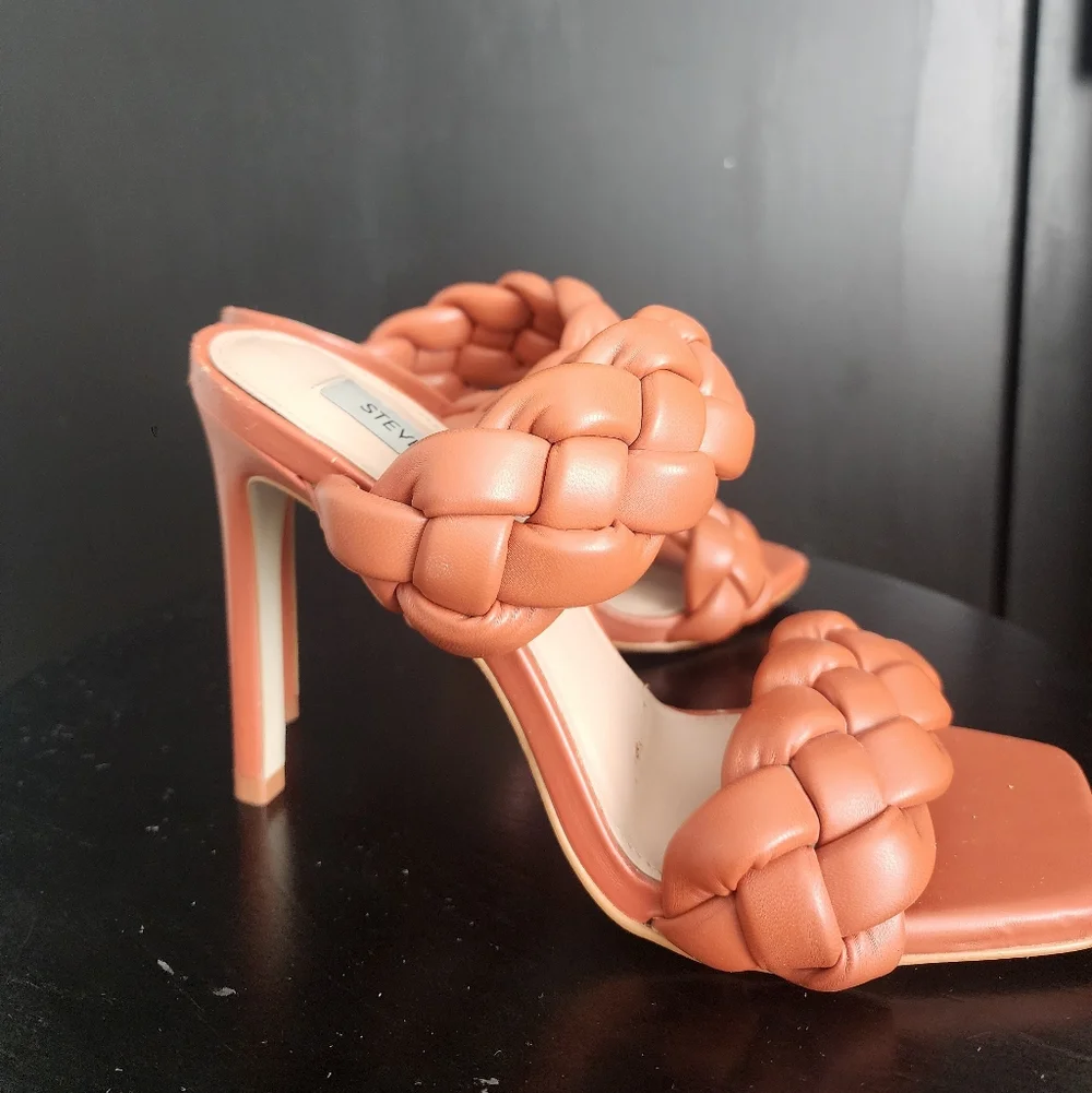 Steve Madden Modern Glam Kenley Braided Square Toe Mules Rust Size 8